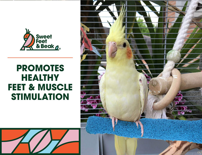 Sweet Feet and Beak Comfort Grip Safety Perch for Bird Cages - Patented Pumice Perch for Birds to Keep Nails and Beaks in Top Condition - Safe Easy to Install Bird Cage Accessories X-Small 4.5" Blue - PawsPlanet Australia