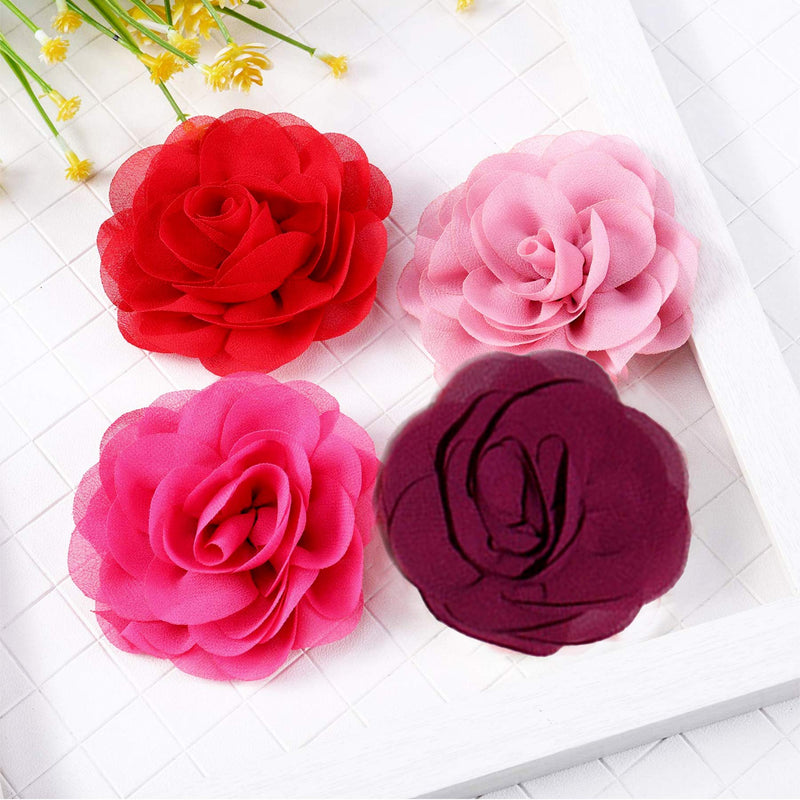 PET SHOW Pack of 6pcs Dog Collar Bows and Flowers Attachment for Girls Puppies Cats Female Small Medium Dogs Collars Chiffon Embellishment Decor for Wedding Birthday Parties Grooming Accessories 6cm(2.36inch) - PawsPlanet Australia
