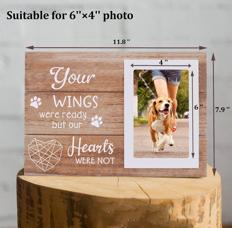 Pet Memorial Picture Frame for Loss of Dog or Cat - Pet Loss Gifts for Pet Owner - Cat Remembrance Frame Gift - Dog Sympathy Photo Frame Gift - Your Wings Were Ready But Our Hearts Were Not - PawsPlanet Australia