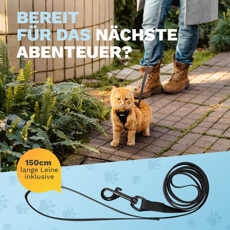Pets Perfect Cat Harness - Extra escape-proof cat harness with leash - Cat leash - Our cat harness set brings safety to your walks (S) S - PawsPlanet Australia