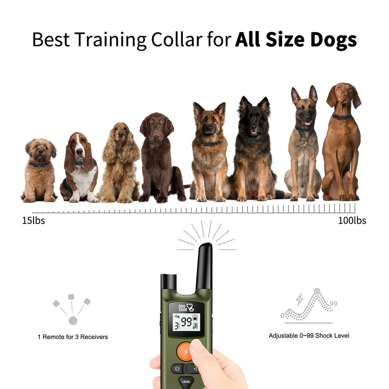 [Australia] - Dog Training Collar - Rechargeable Dog Shock Collar w/3 Training Modes, Beep, Vibration and Shock, Rainproof Training Collar, Up to 1000Ft Remote Range, 0~99 Shock Levels Dog Training Set 