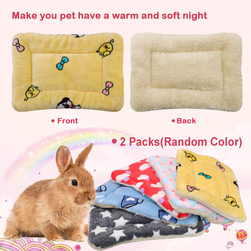 [Australia] - RYPET Small Animal Bed 2PCS - Rabbit Guinea Pig Hamster Bed Winter Warm Fleece Sleep Pad for Squirrel Hedgehog Bunny Chinchilla and Other Small Animals, Random Color S: (7.8*11.8inch) 2PCS 