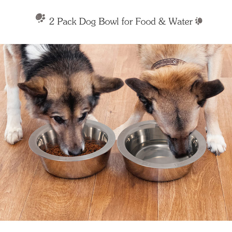 2 Pack Stainless Steel Slow Feeder Dog Bowl and Water Bowl, Insert Metal Dog Raised Bowls for Raised Feeding and Slow Eating, Compatible with Elevated Diners 2Pack Slow Feeder + Basic Bowl - PawsPlanet Australia