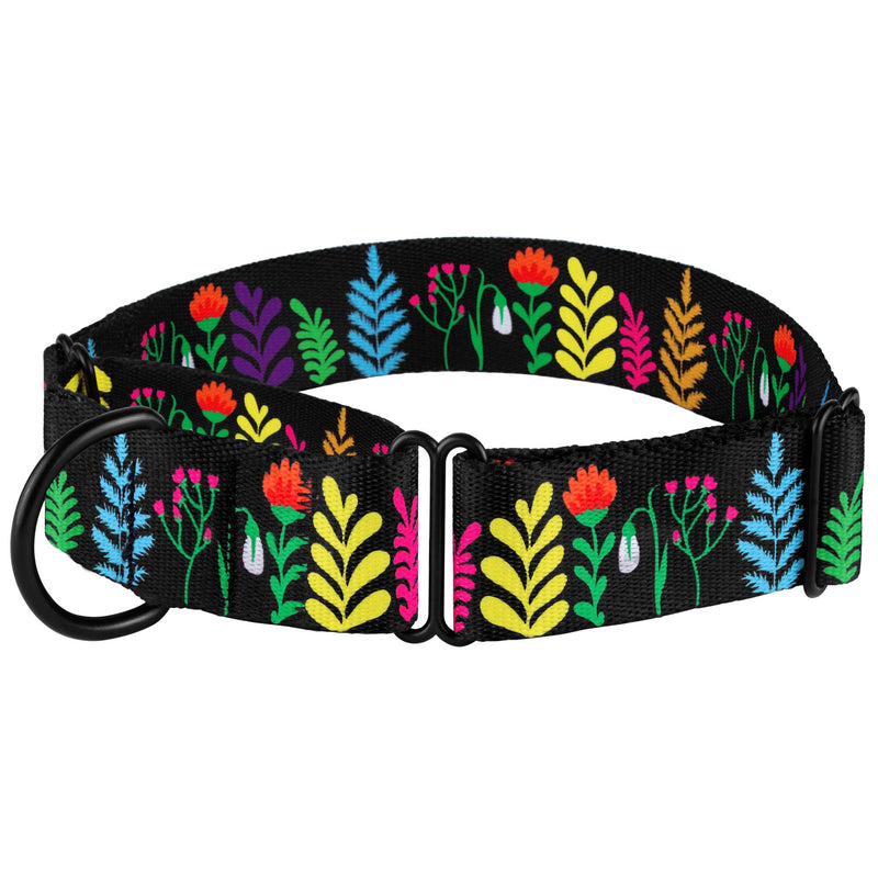 [Australia] - CollarDirect Martingale Collars for Dogs Heavy Duty Floral Pattern Female Safety Nylon Training Wide Collar Flower Design Large Medium L, Neck Size 15"-20" Pink 