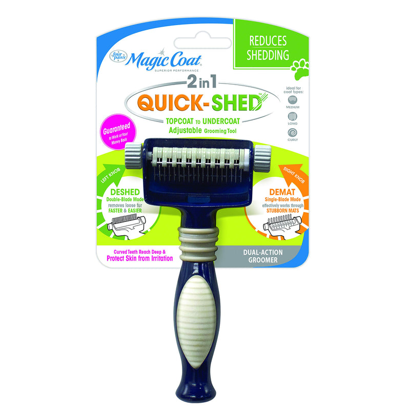 [Australia] - Four Paws Magic Coat 2-in-1 Quick Shed Pet Grooming Tool for Dogs 