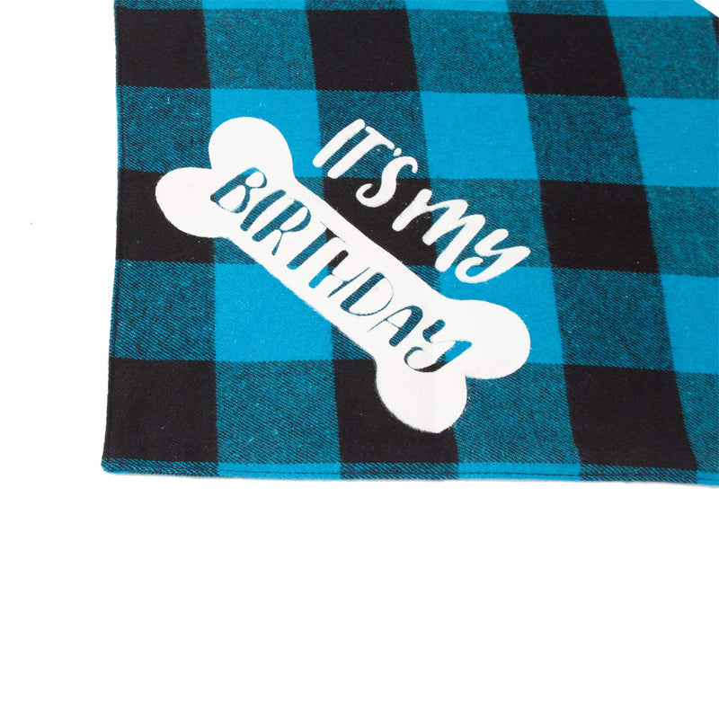 Dog Birthday Boy Bandana, It’s My Birthday Plaid Dog Puppy Birthday Bandana Triangle Scarf for Dog Birthday Party Supplies (Blue) Blue - PawsPlanet Australia