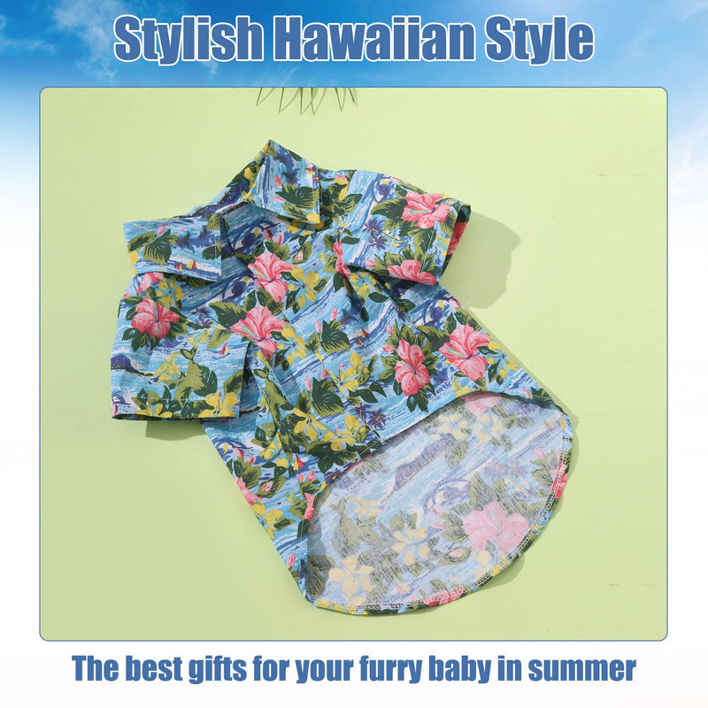 EXPAWLORER Hawaiian Dog Shirt - Summer Hawaii Style Breathable Floral Polo T-Shirts Cool Clothes for Small Medium Large Dogs Cats Pets - PawsPlanet Australia