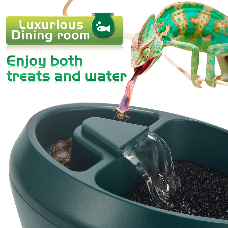 NEPTONION Reptile Chameleon Cantina with Snacks Trough, Drinking Fountain Water Dripper for Amphibians Insects Lizard Turtle Snake Spider Frog Gecko, Comes with Two Pumps (One for Replacement) - PawsPlanet Australia