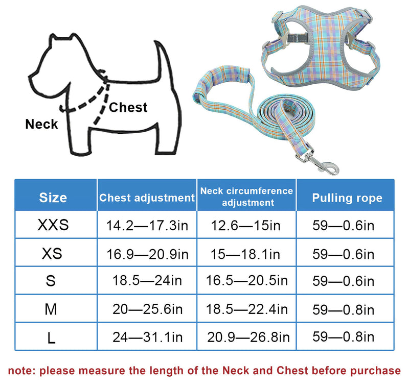 risdoada Front Clip Dog Vest Harness with Leash, Adjustable Reflective Soft No-Pull Puppy Harness, Easy Control Breathable Fabric Pet Harnesses for Small, Medium and Large Dogs, Blue L - PawsPlanet Australia