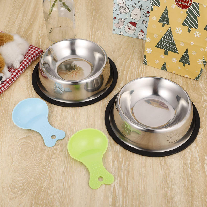 tonyg-p 2 Pack Dog Bowl Stainless Steel Pets Feeder Bowl with Rubber Base for Small/Medium/Large Dogs with 2 Spoon Feeding Bowls (Large-1000ml) - PawsPlanet Australia