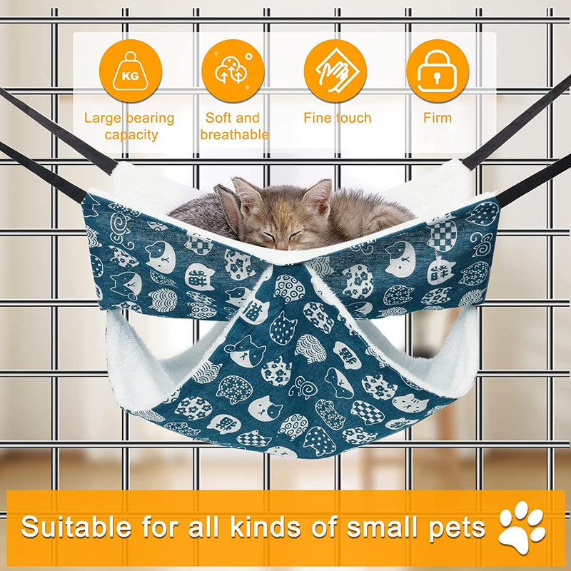 Cat Hammock,Ferret Hammock,Rat Hammock,Esing Double Layer Cat Hammocks for Indoor Cats with Adjustable Straps Blue Cat - PawsPlanet Australia