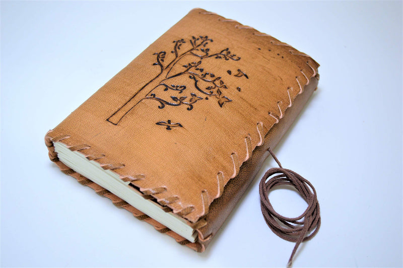 [Australia] - Genuine Leather Bound Journals 5"x7" Tree N Bird - Anitque 