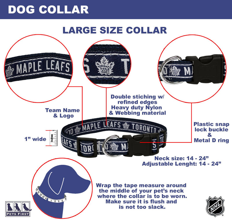 [Australia] - Pets First NHL Toronto Maple Leafs Collar for Dogs & Cats, Large. - Adjustable, Cute & Stylish! The Ultimate Hockey Fan Collar! 