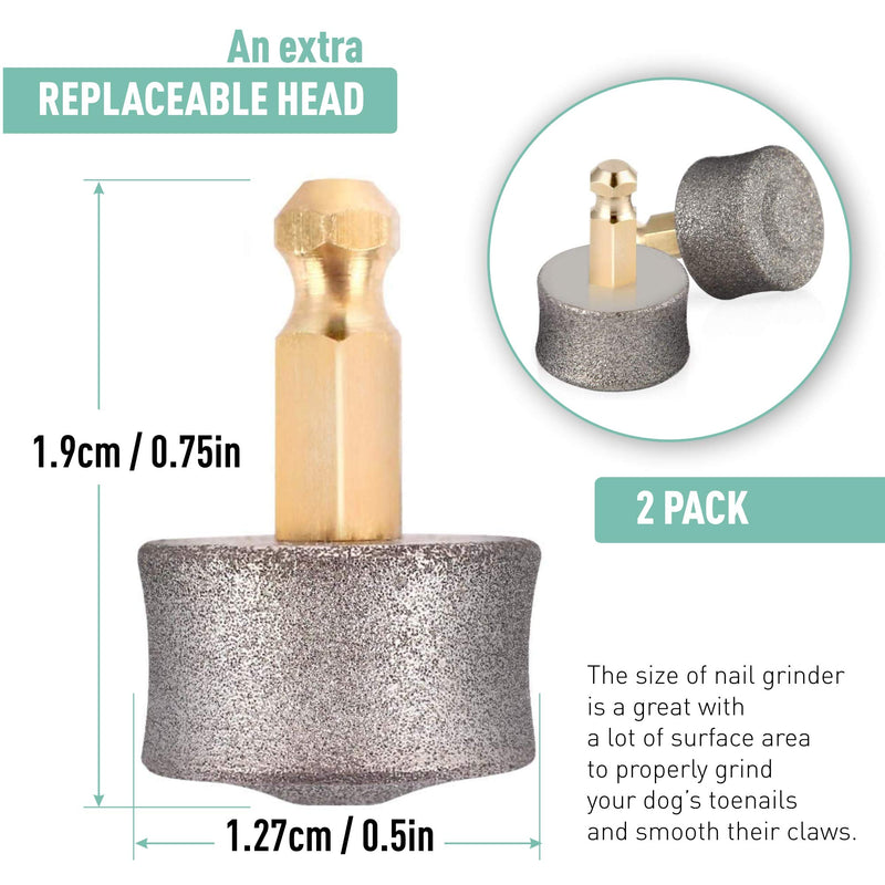 REXIPETS Dog Nail Grinder Replacement Head - Pet Nail Grinder Diamond Tip for Paws- 2 Pack Professional Dog Claw Grinder Bits Replaceable Diamond Nail Grinder Wheel Tall - PawsPlanet Australia