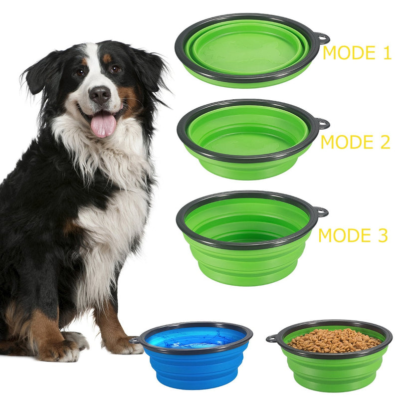 Comsun 2-Pack Extra Large Size Collapsible Dog Bowl, Foldable Expandable Cup Dish for Pet Cat Food Water Feeding Portable Travel Bowl Blue and Green - PawsPlanet Australia