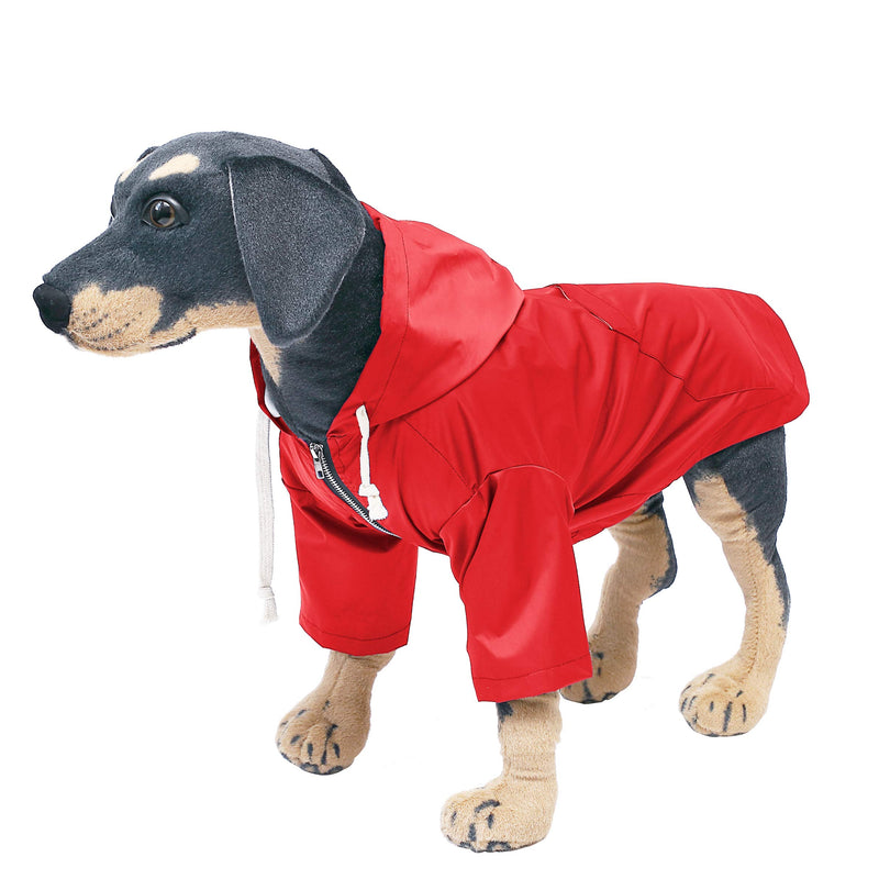 Stylish Premium Dog Raincoats - Dog Wear Yellow Zip Up Dog Raincoat with Reflective Buttons, Pockets, Rain/Water Resistant, Adjustable Drawstring -Red -S S Red - PawsPlanet Australia