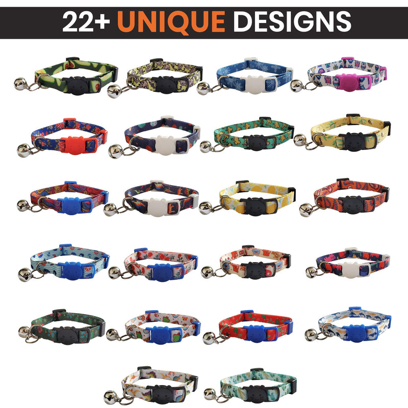 Cat Collar Unique Designs 22+ Patterns Breakaway with Bell, Kitten Collar, Gift Box, Small Medium Large, Fancy, Stylish, Cute (Avocado) Avocado - PawsPlanet Australia