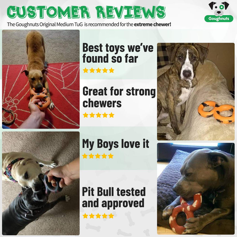 [Australia] - Goughnuts - Virtually Indestructible, Guaranteed Dog Pull Toy for Tug of War with Large Dogs 30-70 Pounds - Natural Durable Rubber for Aggressive Power Chewers Orange 