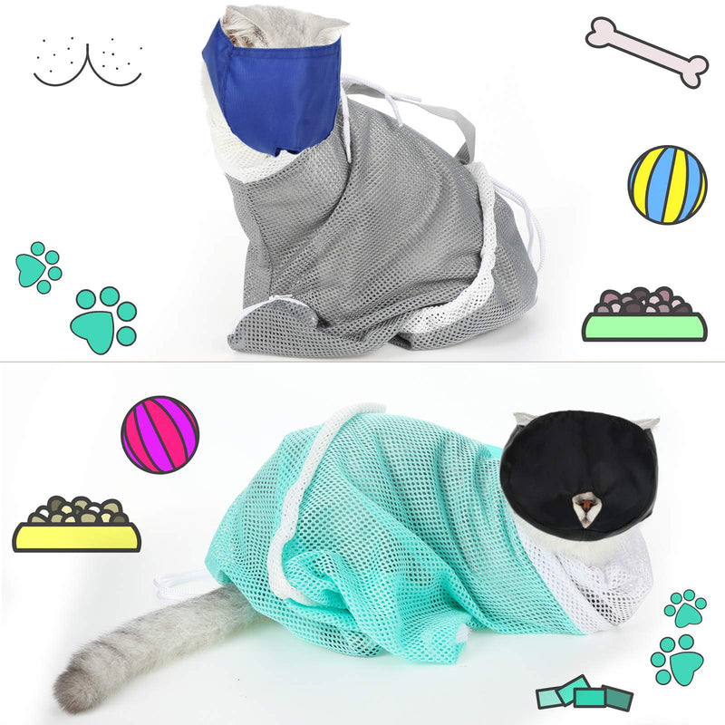 Weewooday 4 Pieces Cat Bathing Bag with Calming Muzzle Cat Muzzle Cat Cleaning Shower Bag Adjustable Cat Grooming Bag Scratch-Resistant for Cat's Bathing Nail Trimming Ear Cleaning - PawsPlanet Australia