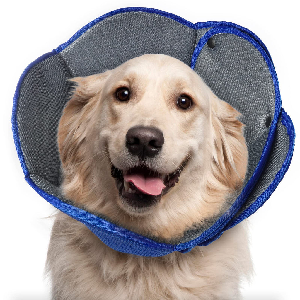 Neck brace for dogs, neck brace for cats, protective collar for dogs, breathable dog collar for small, medium and large dogs, adjustable dog recovery collar after surgery, lightweight E-collar L (neck: 34-44cm/13.4-17.3in) blue - PawsPlanet Australia