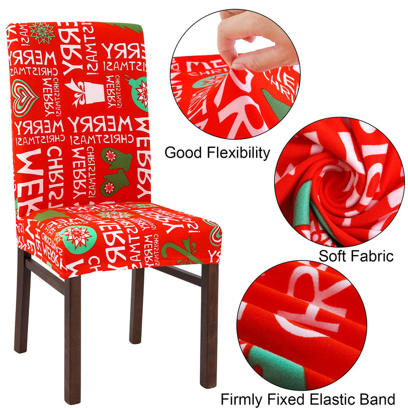 ANECO 4 Pack Stretch Removable Washable Dining Room Chair Protector Slipcovers Christmas Decoration Dining Room Seat Cover (Vermilion) Vermilion - PawsPlanet Australia