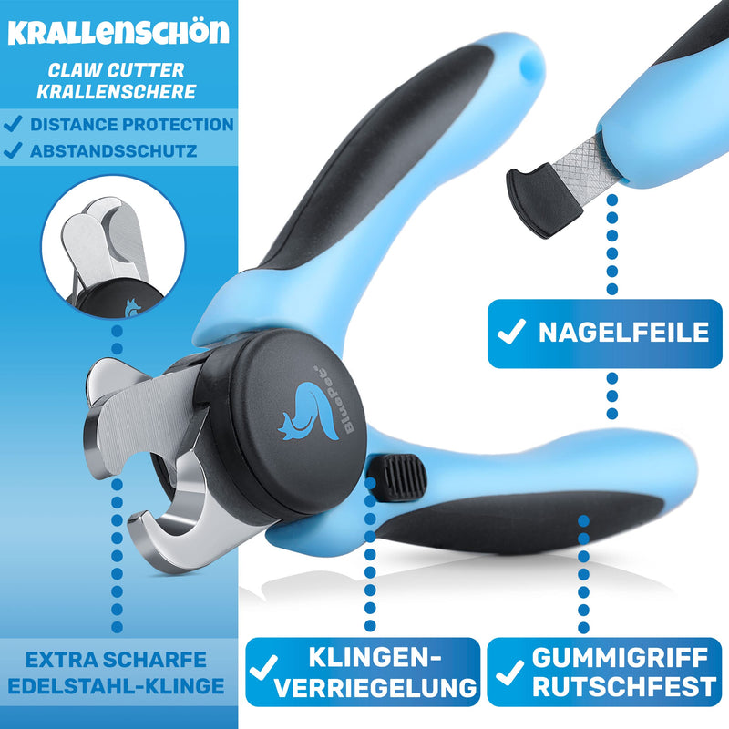 BluePet ClawsSchön professional claw scissors with protection for dogs and cats - extra safe thanks to spacers - including nail file bestseller size Ml with protection - PawsPlanet Australia