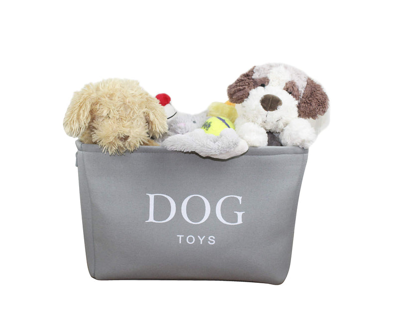 Grey Canvas Dog Toy Basket Box for Dogs Toy Storage. 40cms (16in) x 30cms (12in) x 25cms (10in) - PawsPlanet Australia