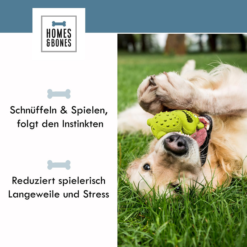Homes&Bones Karlchen fillable dog toy made of natural rubber for dog activity as a food ball, throwing toy and intelligence toy for medium to large dogs, green - PawsPlanet Australia
