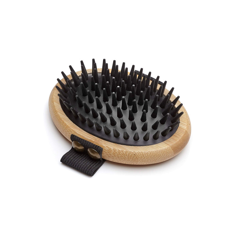 Mikki 6280003 Bamboo massage hand brush for shedding for short and medium-length coats, for dogs and cats, made from sustainable bamboo, gentle grooming brush, 78 g, brown - PawsPlanet Australia