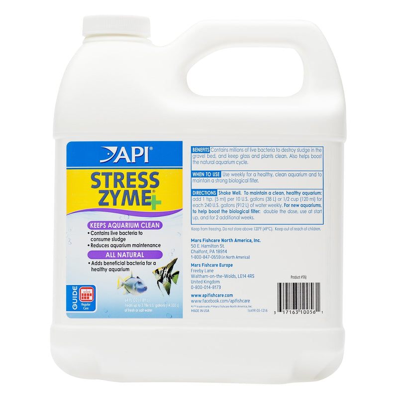 API Stress Zyme Freshwater and Saltwater Aquarium Cleaning Solution Bottle, White, 1.9 Litre & Stress Coat Aquarium Water Conditioner, 1.9 Liter Bottle 1.9 l (Pack of 1) + Aquarium Water Conditioner 1.9 Liter Bottle - PawsPlanet Australia