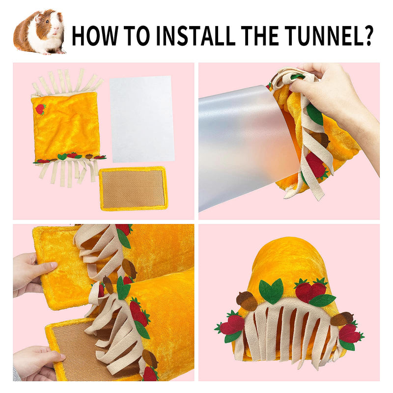 SETHOUS Small Animal Tunnel with Curtain Guinea Pig Hideout Tube Cage Toys for Hamster Baby Mice Rat Parrot Chinchilla Flying Squirrel YELLOW - PawsPlanet Australia