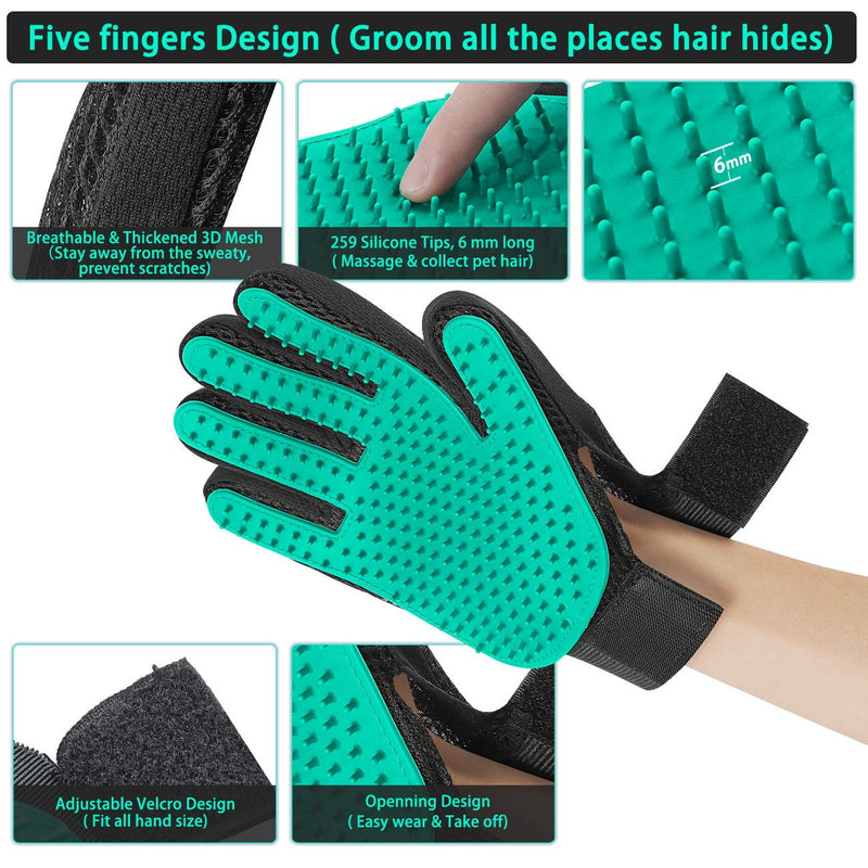 [Australia] - Pet Hair Remover Glove for Cat Dog, Pet Grooming Glove for Dog Cat Brush Gentle Shedding and Grooming Pet Supplies Massage Mitt Enhanced Five Finger Design Efficient for Long & Short Fur Pet, 1 Pair 