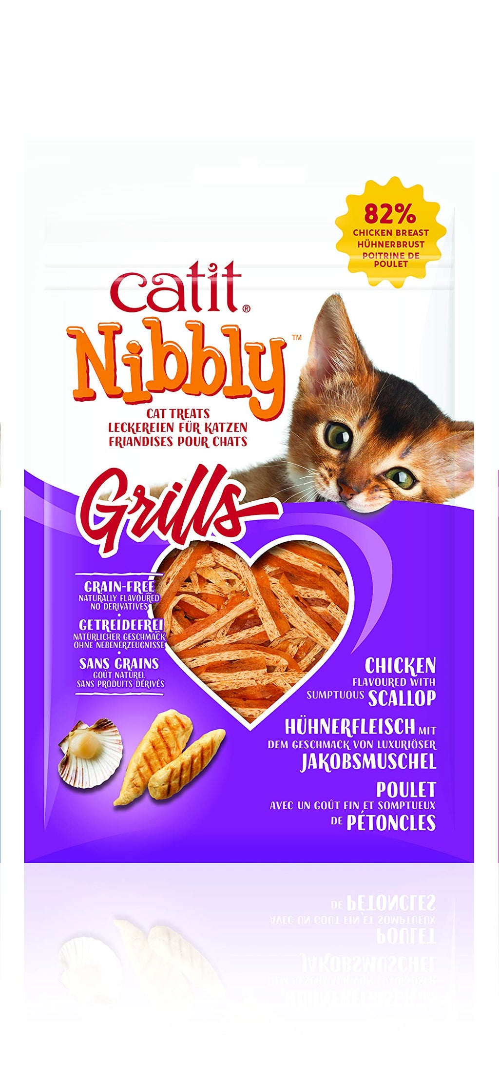 Catit Nibbly Grills, chicken and scallop chew strips, for cats, 30g - PawsPlanet Australia