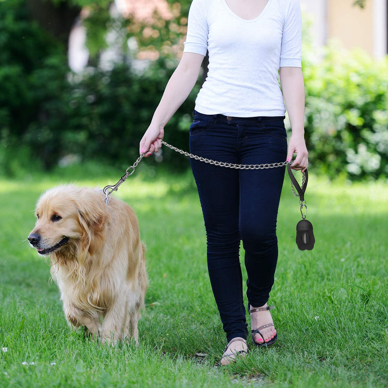 [Australia] - 6 Feet Metal Chain Leash Heavy Duty Dog Leash with Dog Waste Bag Holder, Basic Leash with Padded Handle, for Walking,Traffic Training and Traveling for Large and Medium Size Pets Black 