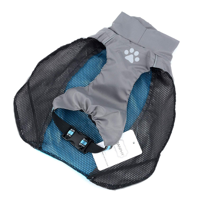 Ranphy Waterproof Dog Raincoat for Medium Large dogs Reflective Adjustable Breathable Jackets Mesh Line Poncho Clothes Outdoor Sports Pet Vest Coat Labrador Rainwear with High Neckline Collar Blue 3XL 3XL:(Back:45cm,Chest:65cm,Neck:40cm) blue and grey - PawsPlanet Australia