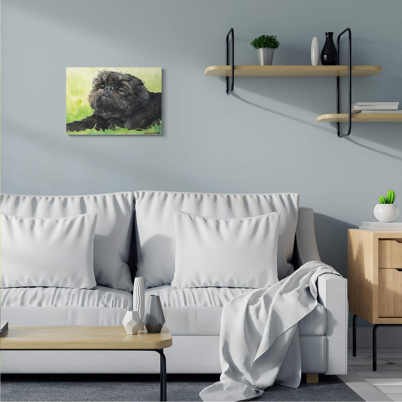 Stupell Industries Brussel Griffon Pet Dog Portrait Green Black, Design by George Dyachenko Canvas Wall Art, 16 x 20 16x20 - PawsPlanet Australia