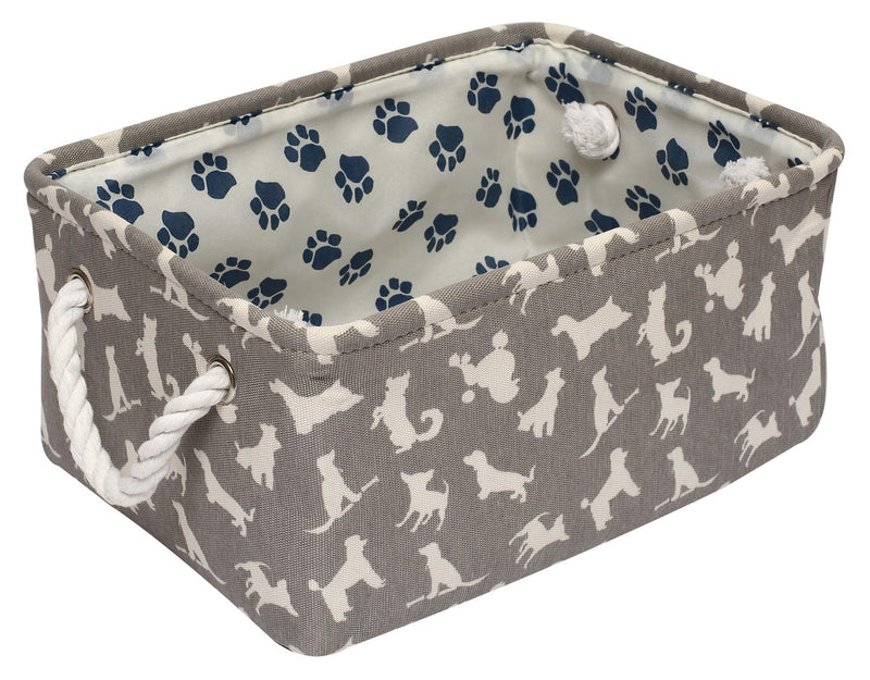 Brabtod Pet Toy Storage Basket, Perfect Collapsible Canvas Bin for Cat Toys and Accessories-Gray Gray - PawsPlanet Australia