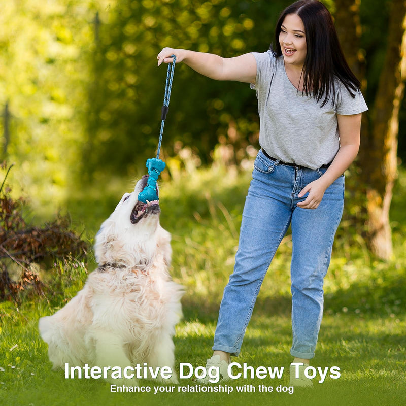 PcEoTllar Dog Toys Indestructible Small Medium Large Dog, Robust Dental Care Toy Interactive Chew Toy Rope Durable Natural Rubber Indestructible Rope 49cm Dog Rope for Boredom Blue - PawsPlanet Australia