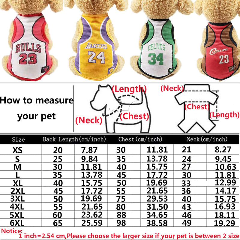 Dog Vest Basketball Jersey Cool Breathable Pet Cat Clothes Puppy Sportswear Spring/Summer Fashion Cotton Dog Shirt XS(1-2)lb Lakers - PawsPlanet Australia