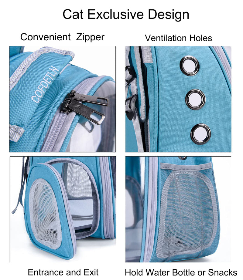 COFOETLN Cat Backpack Carrier Bubble,Pet Carrier Backpack, Airline-Approved, Cats and Puppies Ventilate Transparent Capsule Backpack, Designed for Travel, Walking, Hiking and Outdoor Use Blue - PawsPlanet Australia