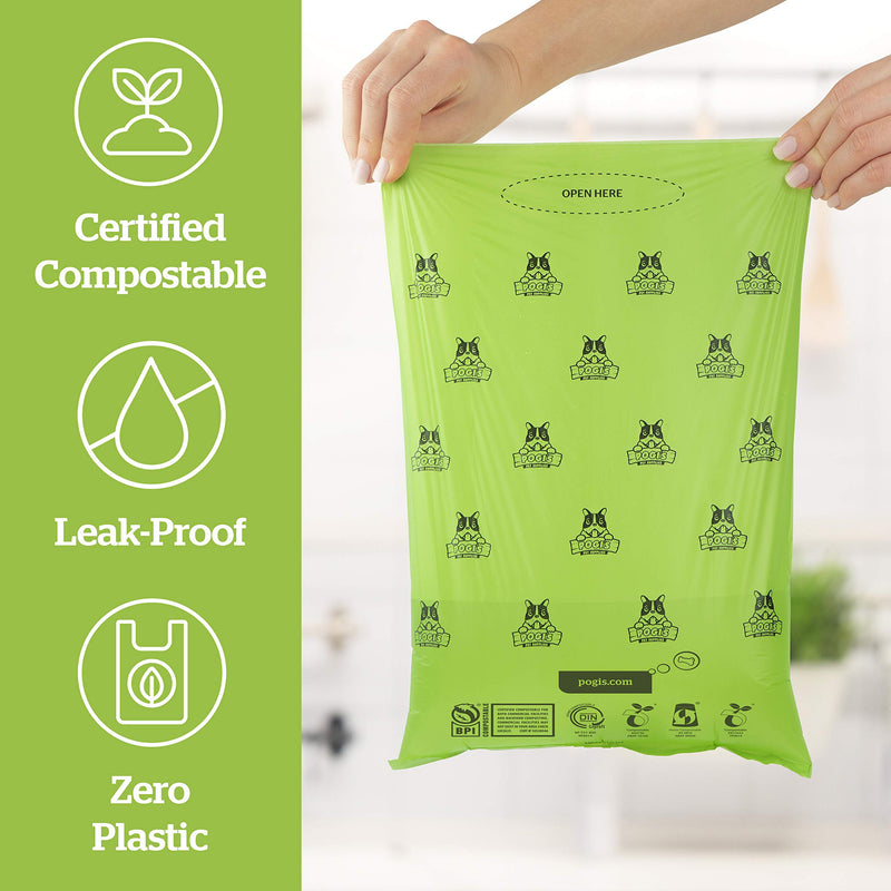 Pogi's Compostable Poop Bags - 9 Rolls (135 Bags) - Leak-Proof, Extra-Large, Plant-based, ASTM D6400 Certified Home Compostable & Biodegradable Waste Bags for Dogs 9 Rolls (135 Bags) - PawsPlanet Australia