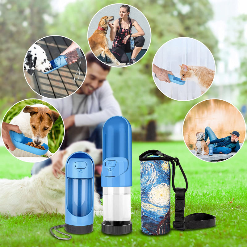 Dog Cat Travel Water Bottle: Portable Leak-Proof Dog Water Dispenser, Suitable for Kitty and Puppy Outdoor Walking, Hiking and Traveling Blue with Bottle Holder - PawsPlanet Australia