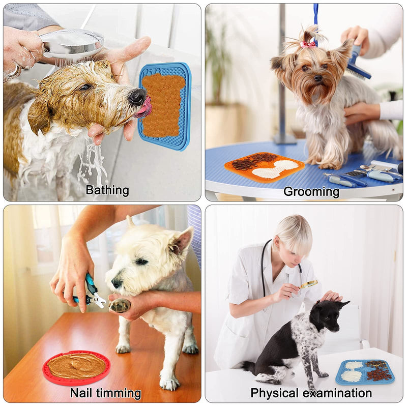 Hysagtek 3 Pcs Dog Lick Pad Mat with Suction, Washing Distraction Device, Slow Treat Dispensing Mat with Silicone Spatula and Brush for Pet Bathing Grooming Training - PawsPlanet Australia