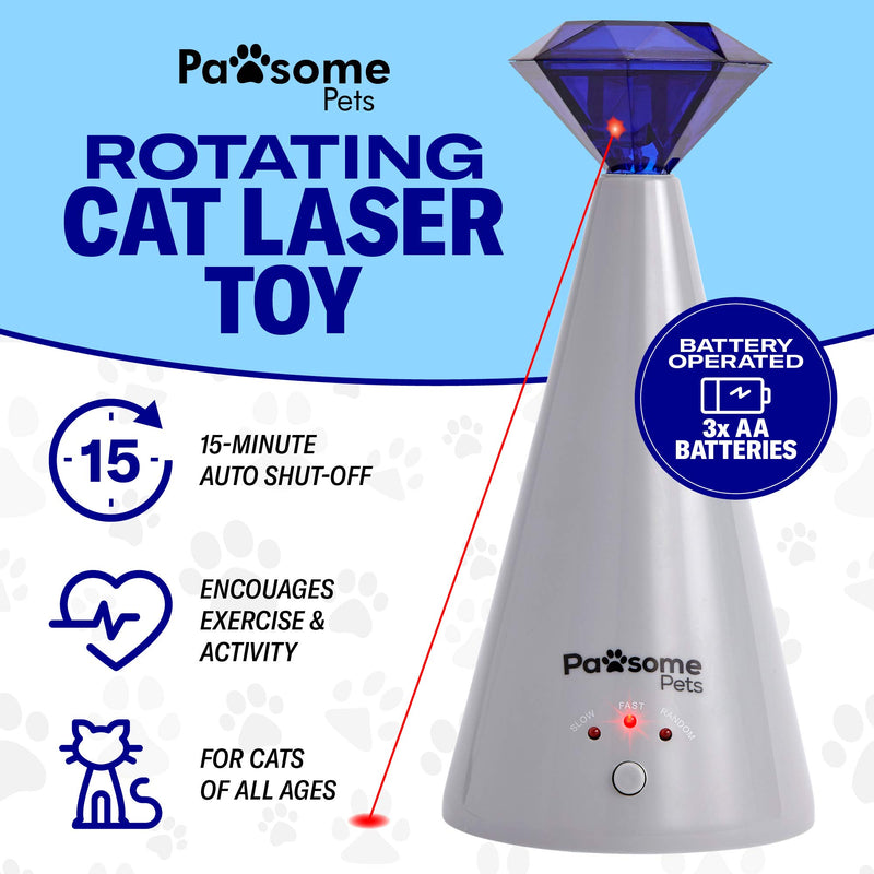 [Australia] - Pawsome Pets Automatic Cat Laser Toy - Pet Laser Light for Cats, Interactive Cat Chase Toy With 3 Rotating Modes - Auto Shut Off 