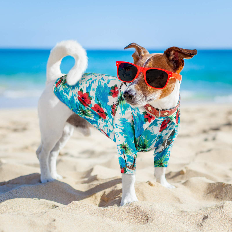 4 Pieces Hawaiian Dog Shirts Hawaiian Pet Dog T Shirts with Coconut Tree Print Hawaiian Dog Apparel Suit for Small to Medium Pet Dog Cat (Small) - PawsPlanet Australia