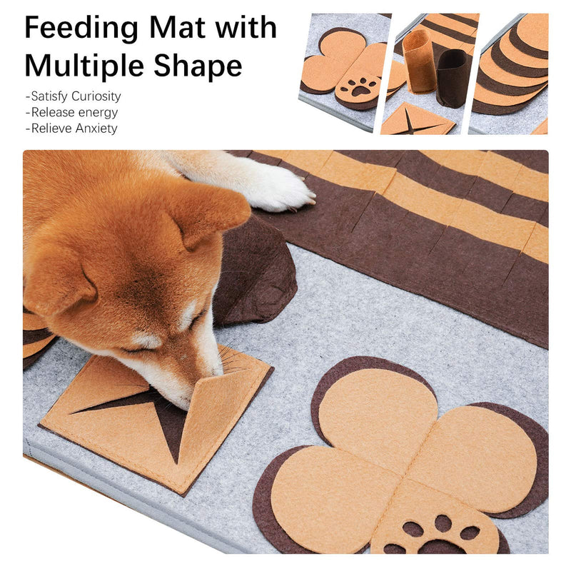 Furpaw Dog Snuffle Mat, Washable Pet Snuffle Mat Dog Puzzle Toys, Fun Foraging Interactive Dog Game Toy for Relieve Boredom – Brown - PawsPlanet Australia