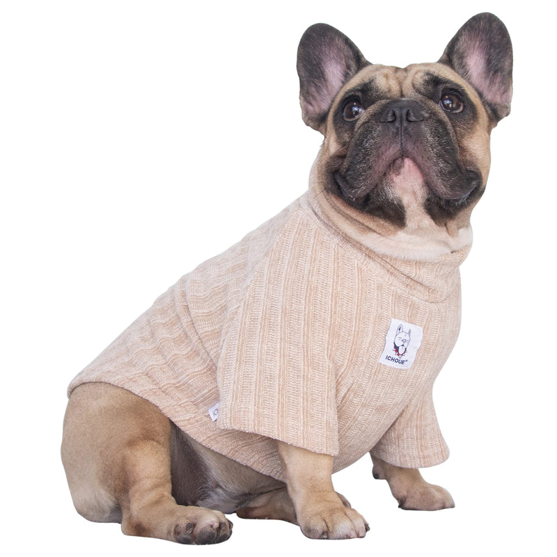 iChoue Pet Dog Winter Warm Sweater Clothes Turtleneck Pullover Large Plus (Pack of 1) Beige - PawsPlanet Australia