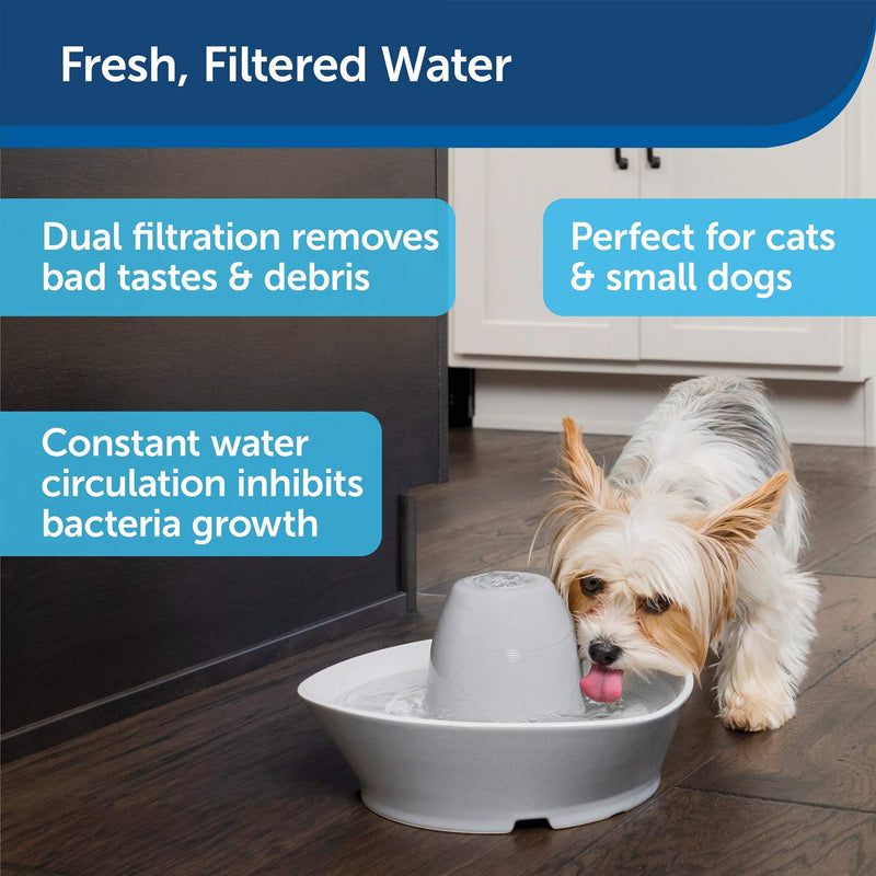 PetSafe Streamside Ceramic Pet Fountain, 1.8-litre water capacity, whisper-quiet design, filtered water, encourages pets to drink more water - PawsPlanet Australia