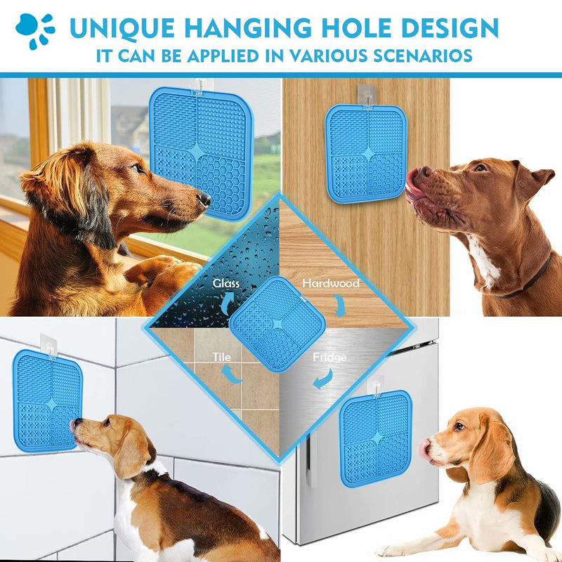 Dog lick mat, pack of 2, large with super strong suction power, with 1 silicone spatula, for dog bathing, training, grooming & claw care, BPA-free blue & red - PawsPlanet Australia