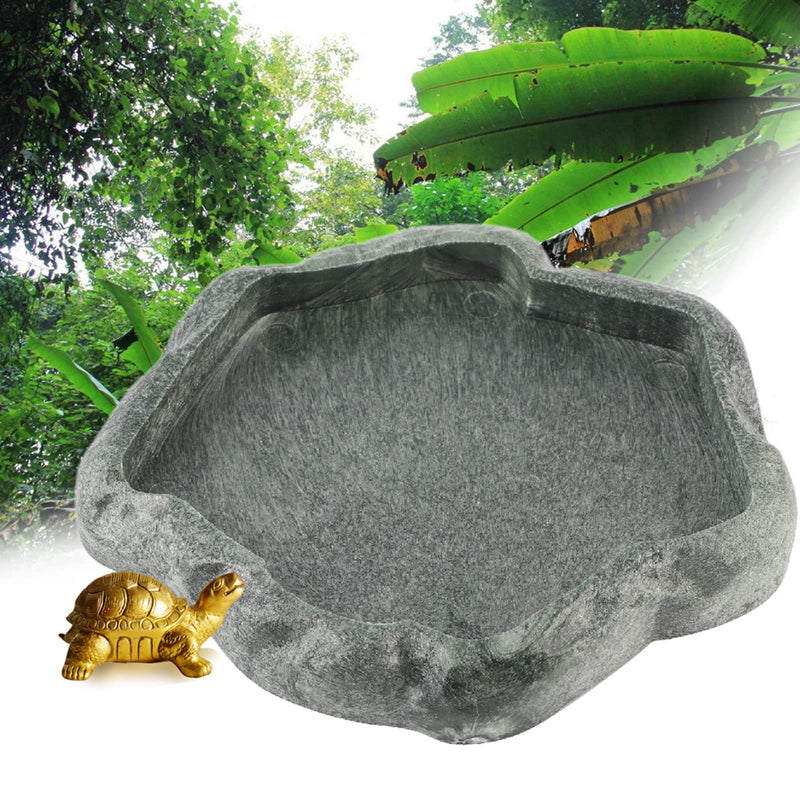 Reptiles Water Tray, Resin Anti-Slip Climb Pet Tortoise Lizard Rock Drinking Food Feeder Dish(S-Green) S Green - PawsPlanet Australia